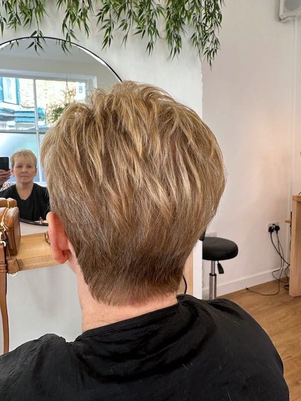 short blonde hair cut in chester city centre hair salon